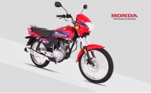 Honda Deluxe 125 Motor Bike in red color full view