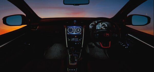 Toyota fortuner Legender 2nd generation facelift front cabin interior at night