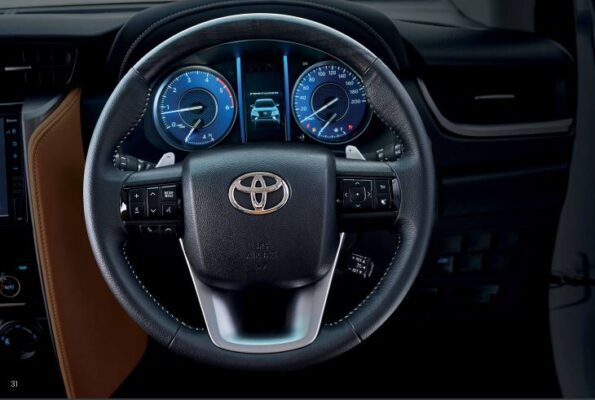Toyota fortuner Legender 2nd generation facelift steering wheel and controls view