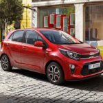 KIA Picanto Hatchback car 3rd generation facelift view in red
