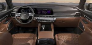 Kia Telluride SUV 1st Generation facelift front cabin interior view