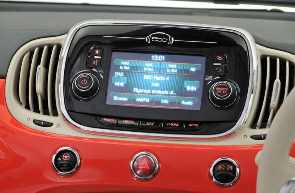 fiat 500 hatchback car 2nd generation infotainment screen view