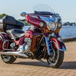Indian Roadmaster heavy faired cruiser motorcycle full view title image