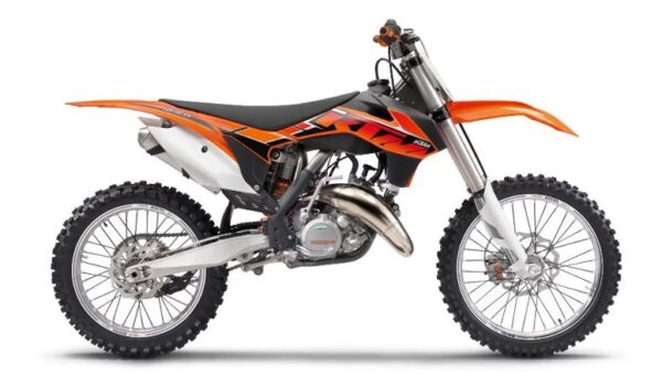 ktm 125 SX off road sports motorcycle full side view 2