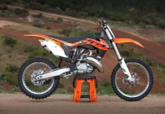 ktm 125 SX off road sports motorcycle full side view