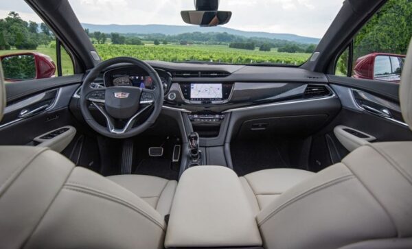 Cadillac XT6 SUV 1st Generation front cabin interior view