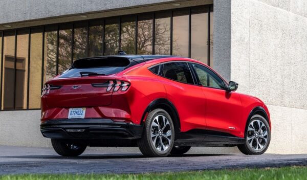 ford Mustang Mach e compact crossover 1st gen side and rear view