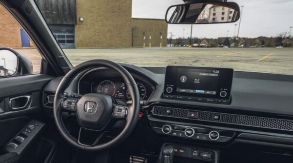 Honda Civic 11th generation infotainment screen and steering wheel view