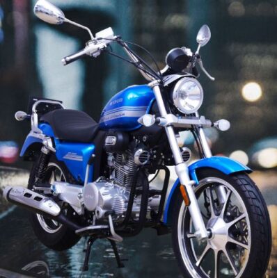 Hi Speed SR 200cc Motorcycle blue color front view