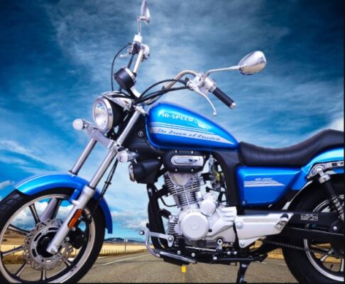 Hi Speed SR 200cc Motorcycle blue color side view