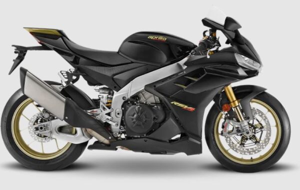 Aprilia RSV4 Sports Motorcycle full side view in black