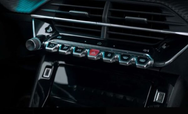 Peugeot e 208 A Stylish Facelift and Electrification air vents and climate control buttons