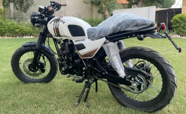 Super Star Falcon 150cc scrambler motorcycle side and rear view