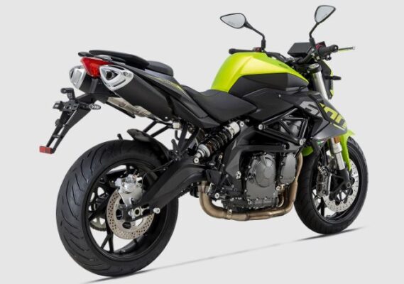 Benelli TNT 600i Sports Motorbike side and rear view in yellow color