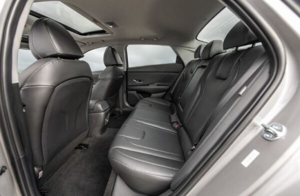 Hyundai elantra hybrid sedan 7th generation facelifted rear seats view