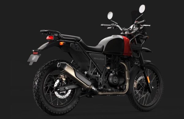 Royal Enfield Himalayan Touring Motorcycle side and rear view