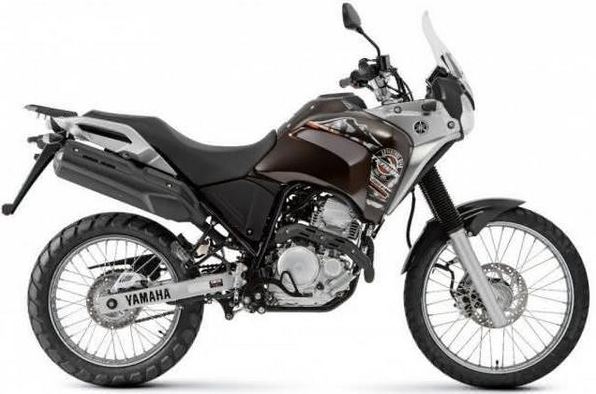 Yamaha Tenere 250 Adventour motorbike full side view in brown color