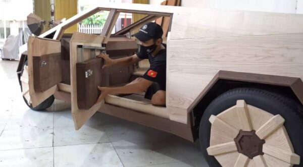 Wooden Cybertruck A Masterpiece from Vietnam wooden doors setting