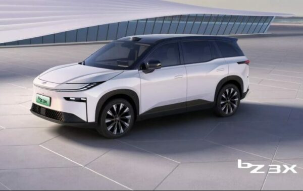 bz3x suv displayed by toyota at beijing auto show