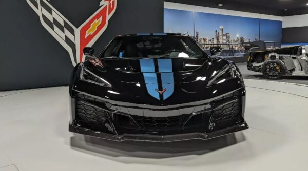 Corvette ZR1 Ultimate V8 Supercar with 1,064 HP black front view