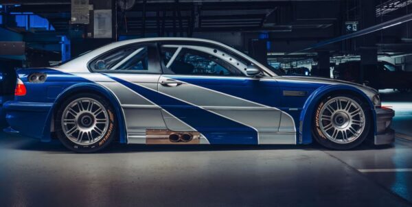 BMW Reveals Real Life M3 GTR from Need for Speed, Iconic Car Makes Its Debut full side view