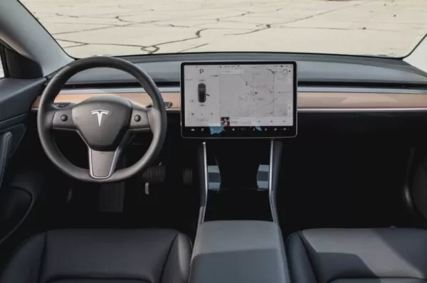 2020 Tesla Model 3 front cabin interior view