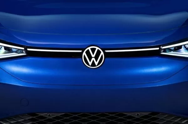 1st Generation volkswagen id4 SUV front logo closeup view