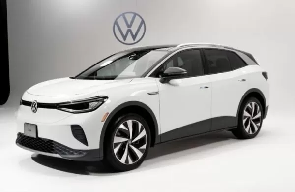 1st Generation volkswagen id4 white SUV full side view