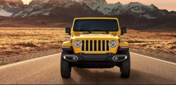 4th Generation Jeep Wrangler front view yellow