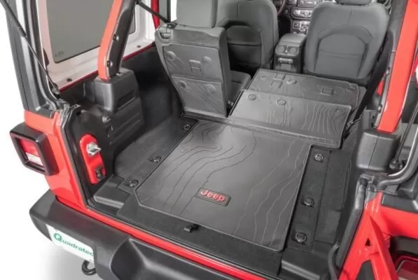 4th Generation Jeep Wrangler rear seats folded view