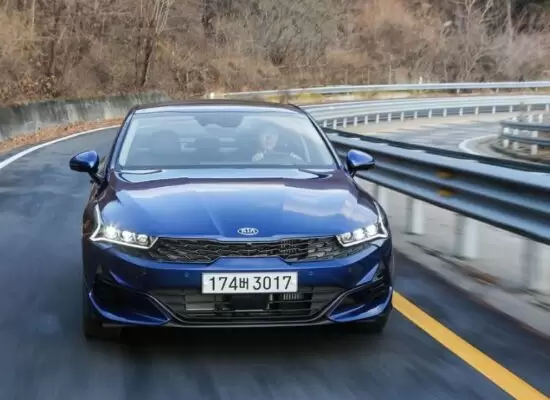 5th Generation KIA optima Sedan Blue front close view