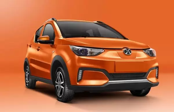 1st Generation BAIC EC3 EV hatchback orange front close view