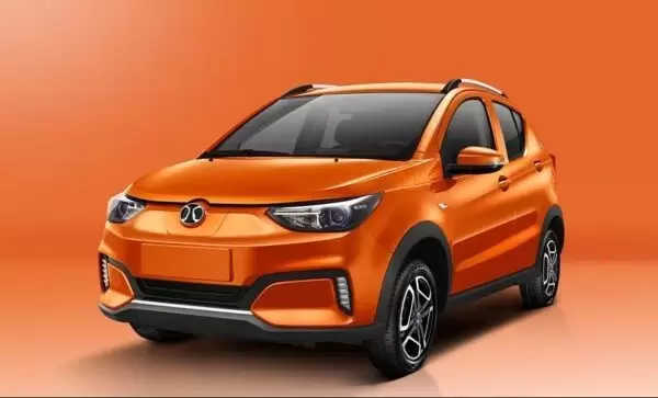 1st Generation BAIC EC3 EV hatchback orange front view