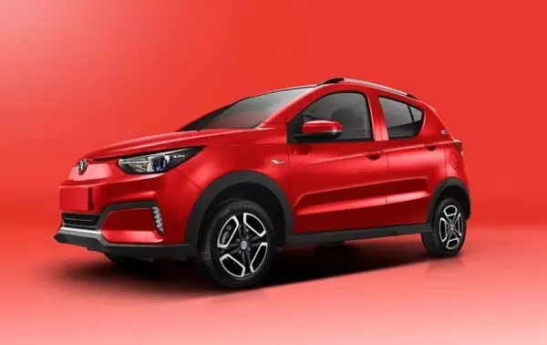 1st Generation BAIC EC3 EV hatchback red side view