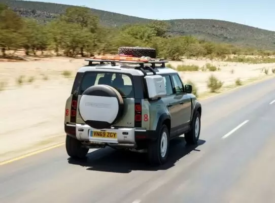 Latest generation Land Rover Defender SUV Rear view