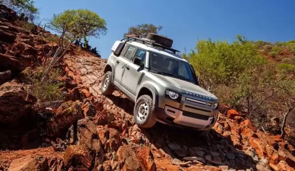 Latest generation Land Rover Defender SUV front view