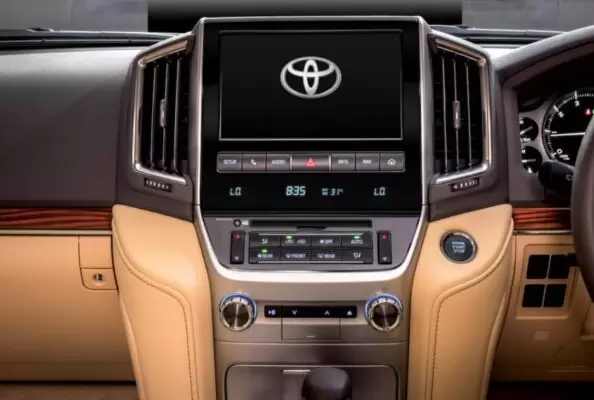 J200 Toyota Land Cruiser SUV infotainment screen and controls view