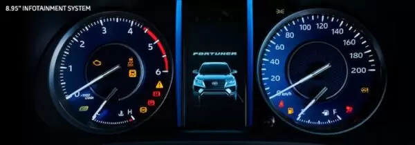 2nd generation facelifted toyota fortuner suv instrument cluster view