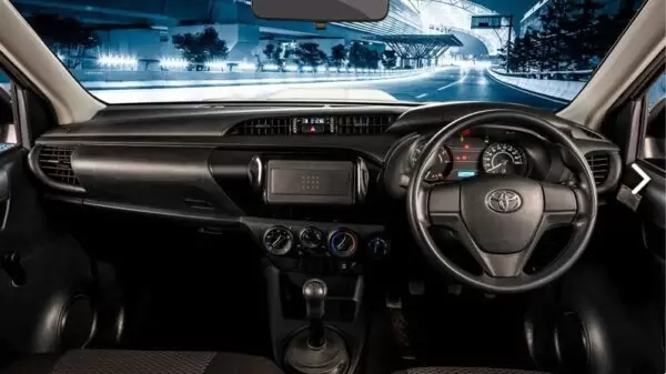 8th generation Toyota hilux E front cabin interior view