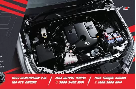 8th generation Toyota revo facelift engine view