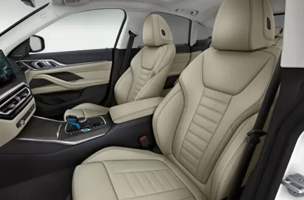 BMW i4 EV 1st generation sedan front seats view