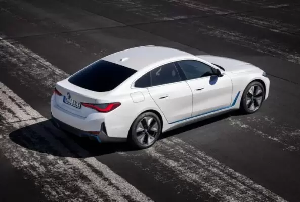 BMW i4 EV 1st generation sedan full view upside
