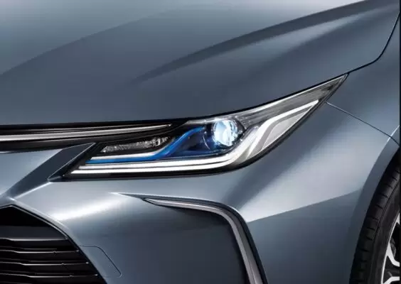Toyota Corolla Altis Hybrid Sedan 12th Generation headlamp close view