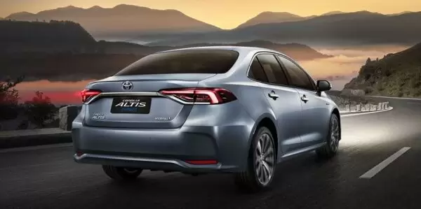 Toyota Corolla Altis Hybrid Sedan 12th Generation side and rear view