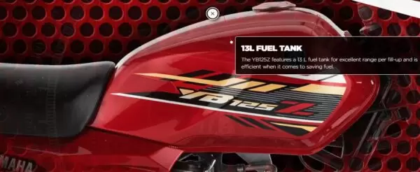 Yamaha YB 125 Z Motor Bike fuel tank with 13L capacity