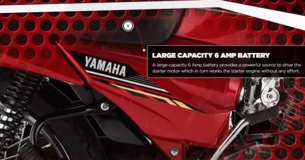 Yamaha YB 125 Z Motor Bike has large 6 amp battery