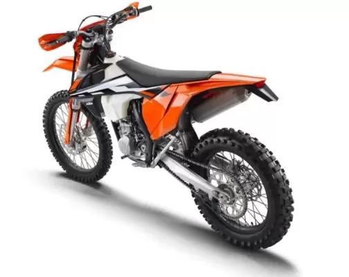 KTM 450 EXC enduro off road motorcycle side and rear view