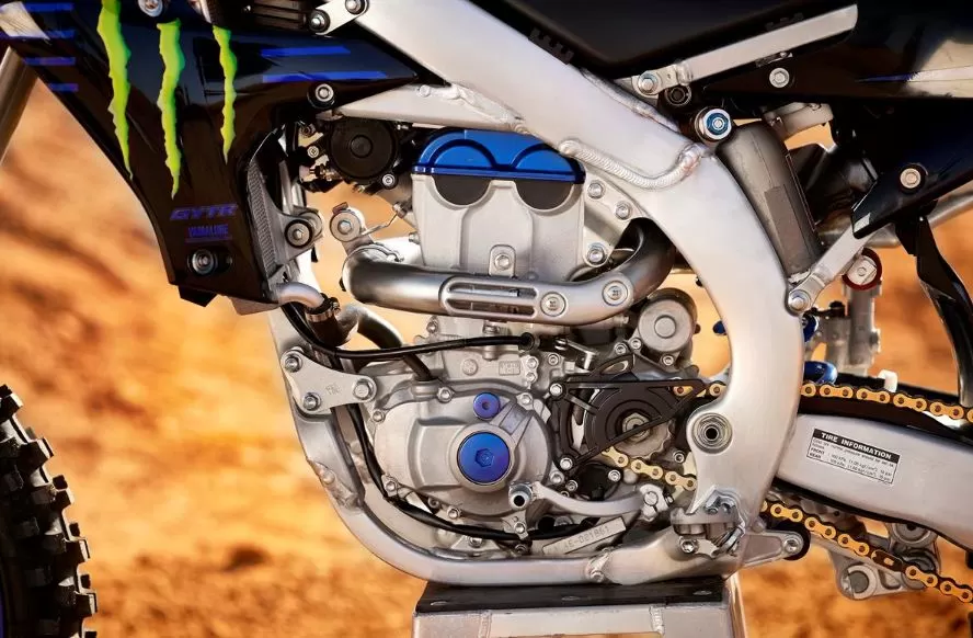 Yamaha YZ250F Motocross Motorcycle engine close view Yamaha YZ250F Motocross Motorcycle engine close view