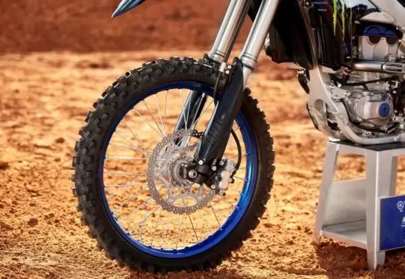 Yamaha YZ250F Motocross Motorcycle front wheel close view