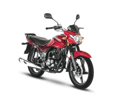 Suzuki GR 150 Motorcycle full view in red color